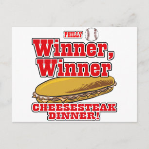 Carte Postale Dîner de cheesesteak gagnant de baseball à Philly