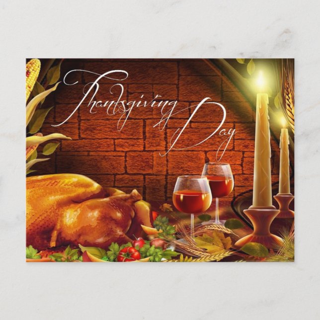 Carte Postale Dîner de la journée de Thanksgiving (Devant)