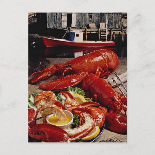 Carte Postale Dîner de langouste fraîche de l'Atlantique au pois (Devant)