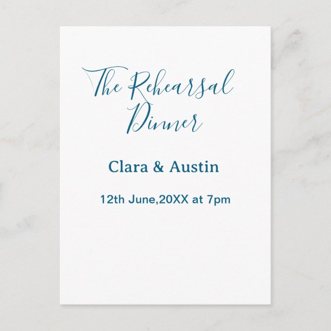 Carte Postale Dîner de répétition la veille simple minimal m (Devant)