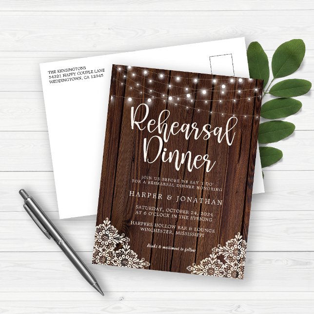 Carte Postale Dîner de répétition Mariage de dentelle (Créateur téléchargé)