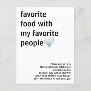Carte Postale Dîner de répétition minimaliste simple en noir et 