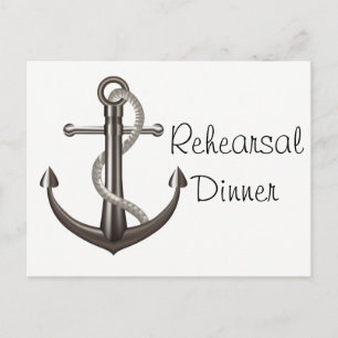 Carte Postale Dîner de répétition nautique Mariage d'Ancre de na
