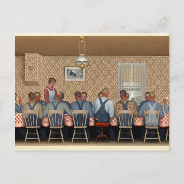 Carte Postale Dîner pour les batteurs de Grant Wood (Devant)