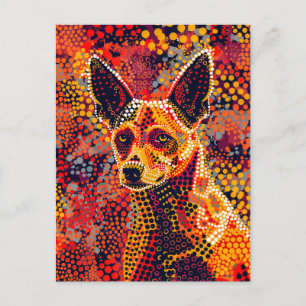 Carte Postale Dingo en style Art numérique aborigène