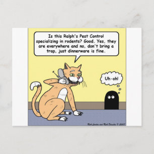 Carte Postale Dinnerware pour chat et souris Drôle Drôle Cartoon