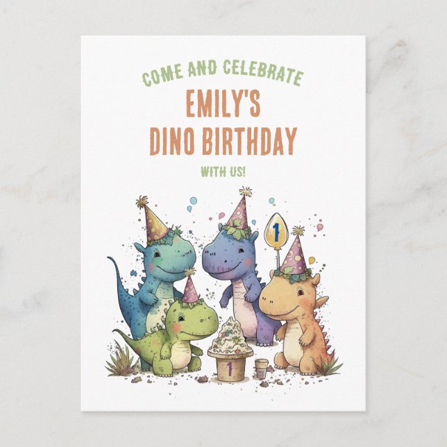 Carte Postale Dino Anniversaire Bash (Devant)