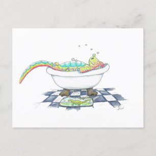 Carte Postale Dino dans le dessin Tub
