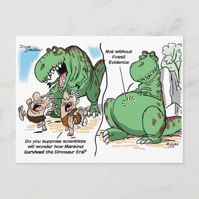 Carte Postale Dino Doodle Cartoon (Devant)