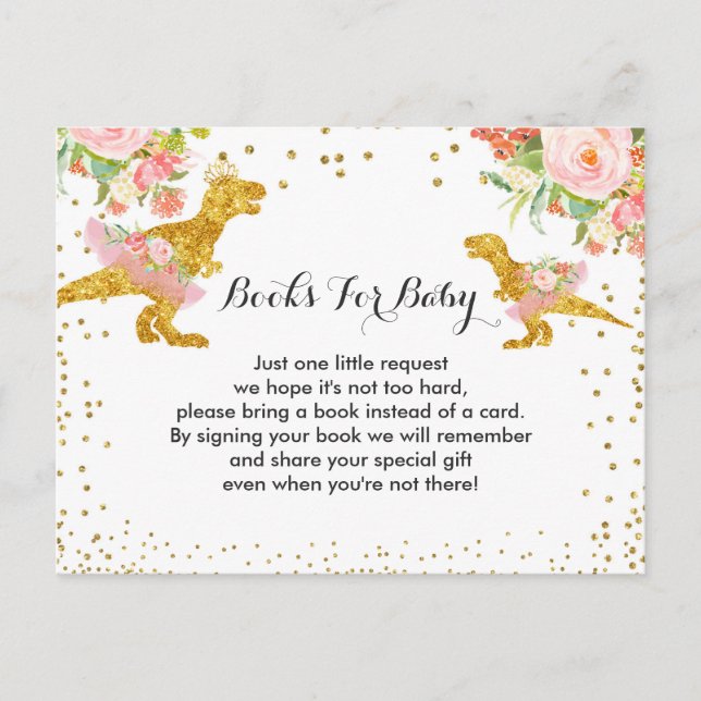 Carte Postale Dino Girl Baby shower Livres pour Baby Card (Devant)