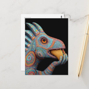 Carte Postale Dino mangeant un Taco
