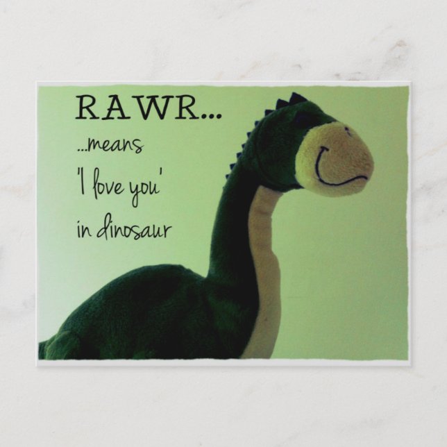 Carte Postale Dino Postcard Rawr signifie "Je t'aime en dinosaur (Devant)