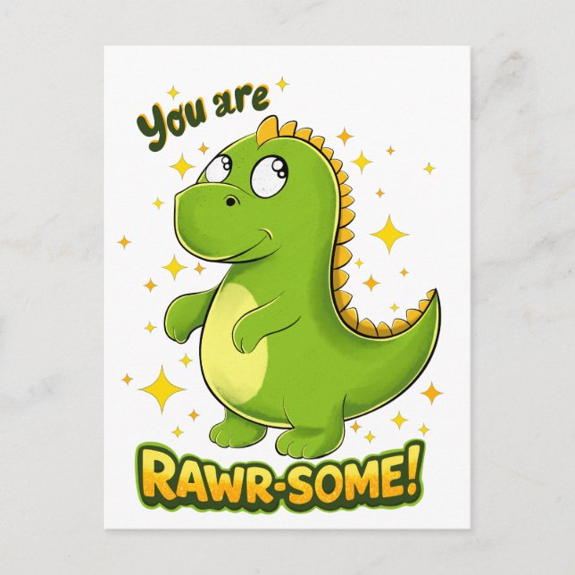 Carte Postale Dino RAWR-TEL Charme (Devant)