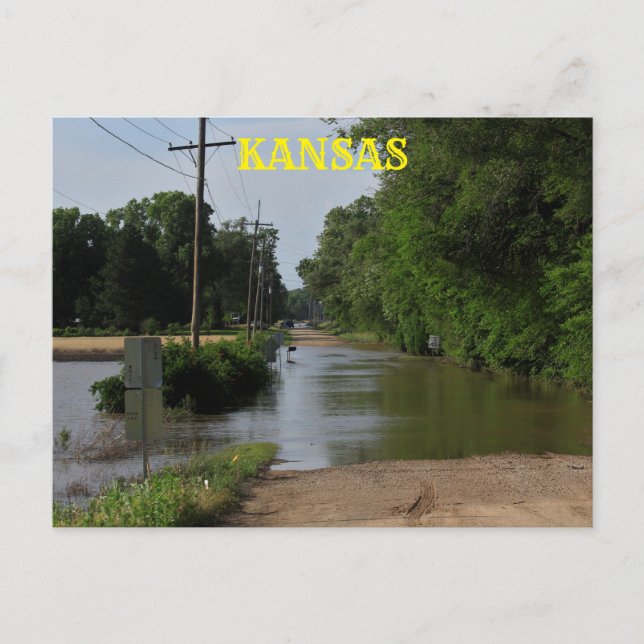Carte postale d'inondation de campagne au Kansas (Devant)