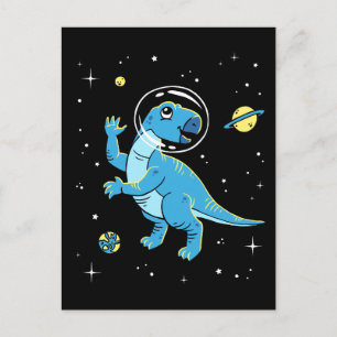 Carte Postale Dinos Rhabdodon Bleu Dans L'Espace