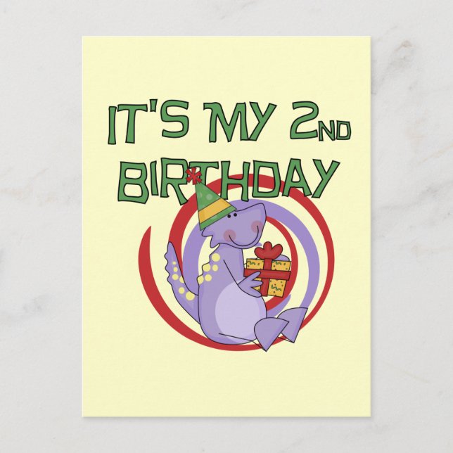 Carte Postale Dinosaur 2ème Anniversaire Tshirts et cadeaux (Devant)
