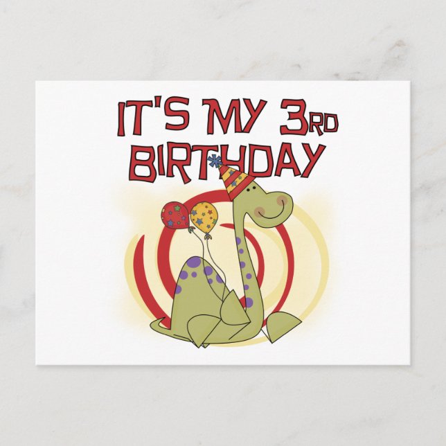Carte Postale Dinosaur 3ème Anniversaire Tshirts et cadeaux (Devant)