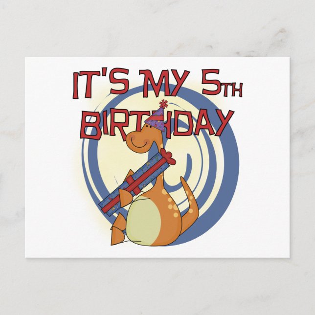 Carte Postale Dinosaur 5e Anniversaire Tshirts et cadeaux (Devant)