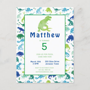 Carte Postale Dinosaur Anniversaire Fête T-Rex Invitation pour e