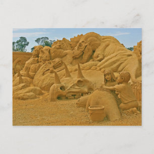 Carte Postale Dinosaur Château de sable Sculptures Dinostory