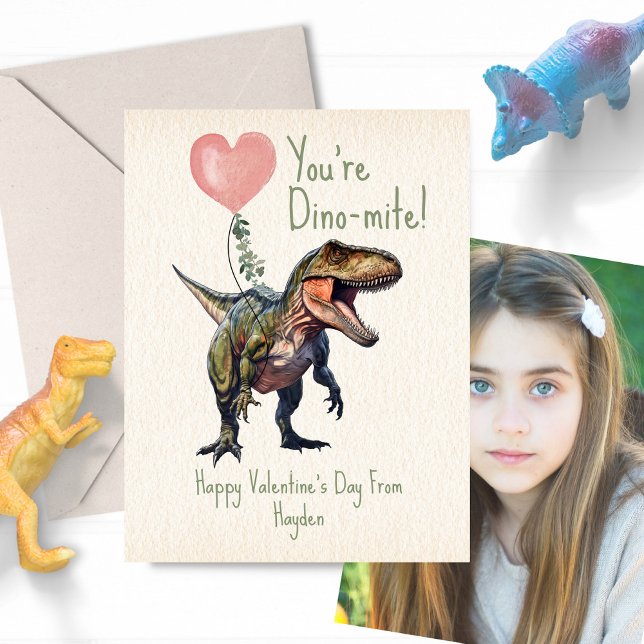 Carte Postale Dinosaur Dino-mite Classroom Valentine Photo (Créateur téléchargé)