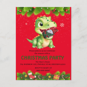 Carte Postale Dinosaur drôle manger Gnome cadeau de fête de Noël