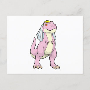 Carte Postale Dinosaur mariée au Mariage avec Voile