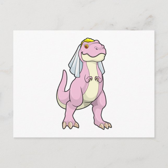 Carte Postale Dinosaur mariée au Mariage avec Voile (Devant)