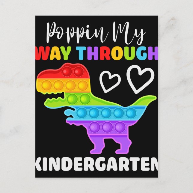 Carte Postale Dinosaur Poppin My Way Through Kindergarten (Devant)