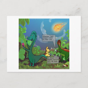 Carte Postale Dinosaur Selfie Bande Dessinée Drôle