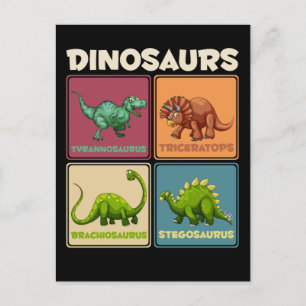 Carte Postale Dinosaur Stegosarus T-rex Triceratops Dino
