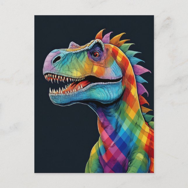 Carte Postale Dinosaure arc-en-ciel (Devant)