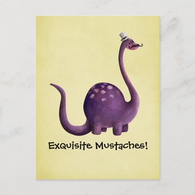 Carte Postale Dinosaure aux moustaches (Devant)