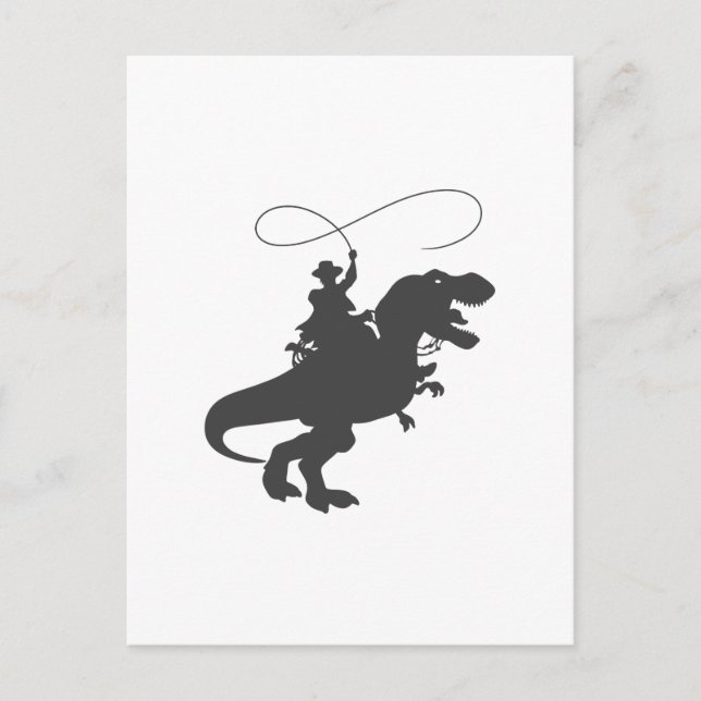 Carte Postale Dinosaure de cowboy à cheval à l'époque préhistori (Devant)