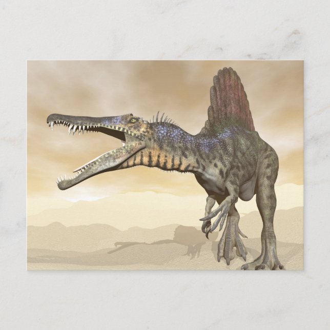 Carte Postale dinosaure de Spinosaurus dans le désert - rendu 3D (Devant)