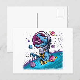 Carte Postale Dinosaure de T-Rex drôle dans l'espace