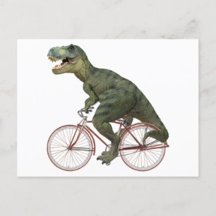 Carte Postale Dinosaure Dinosaur TRex vélo