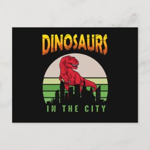 Carte Postale Dinosaure en ville Conception de dinosaure
