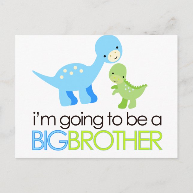 Carte Postale Dinosaure Je vais être un Big Brother (Devant)