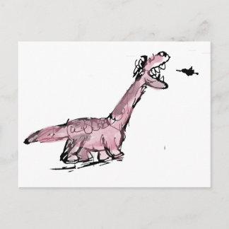 Carte postale dinosaure rose excentrique