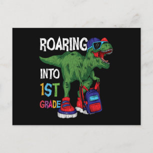 Carte Postale Dinosaure rugissant en 1re année Cadeau de rentrée