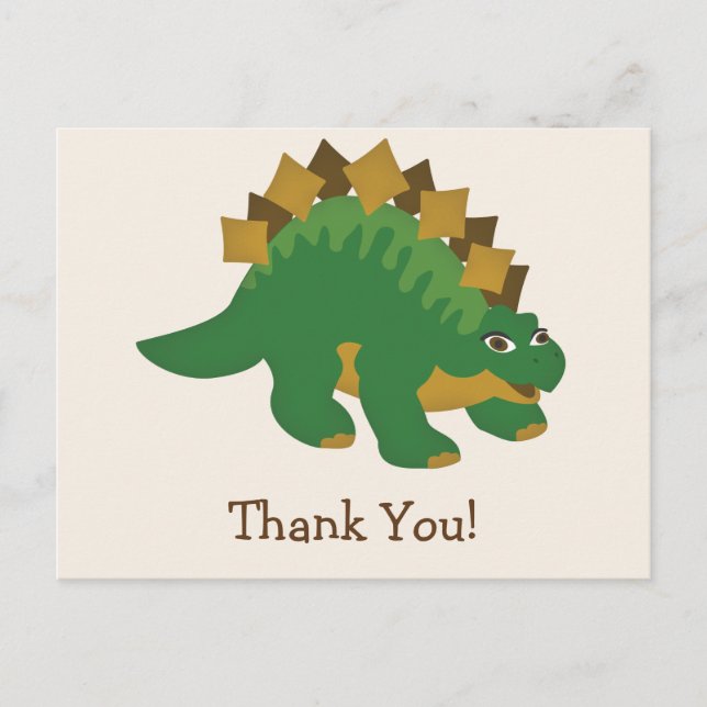 Carte Postale Dinosaure vert, Merci de Stegosaurus (Devant)