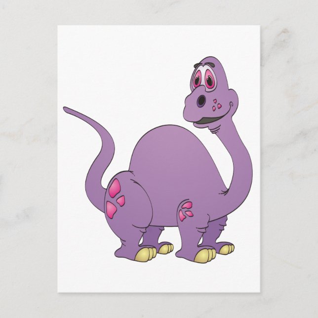 Carte Postale Dinosaure violet à long cou (Devant)
