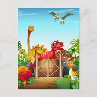Carte Postale Dinosaures en parc de Dino