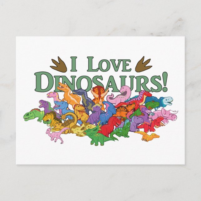 Carte Postale Dinosaures mignons et colorés (Devant)