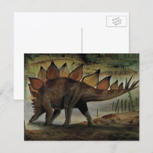 Carte Postale Dinosaures Vintage, Stégosaure, Queue avec des poi