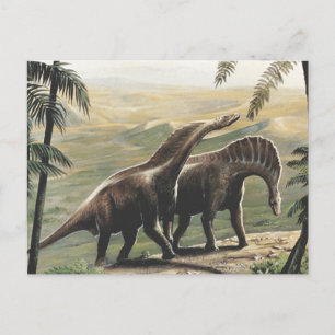 Carte Postale Dinosaures vintages, Amargasaurus aux palmiers