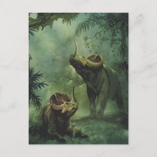 Carte Postale Dinosaures vintages, Centrosaurus dans la jungle