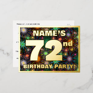 Carte Postale D'invitation À Feuilles D'aluminium 72e fête d'anniversaire : Téméraire, coloré Feu d'