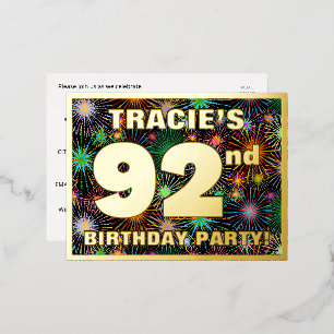 Carte Postale D'invitation À Feuilles D'aluminium 92e fête d'anniversaire : Téméraire, coloré Feu d'